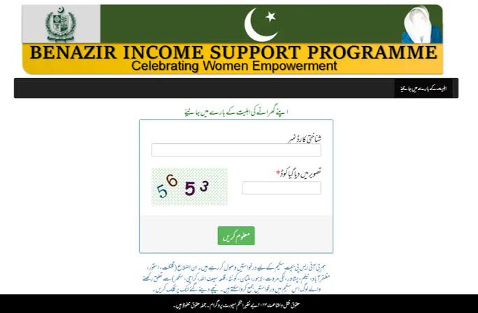 8171 Web Portal CNIC Check Online 2025 – Search box for verifying BISP payment status in 2025